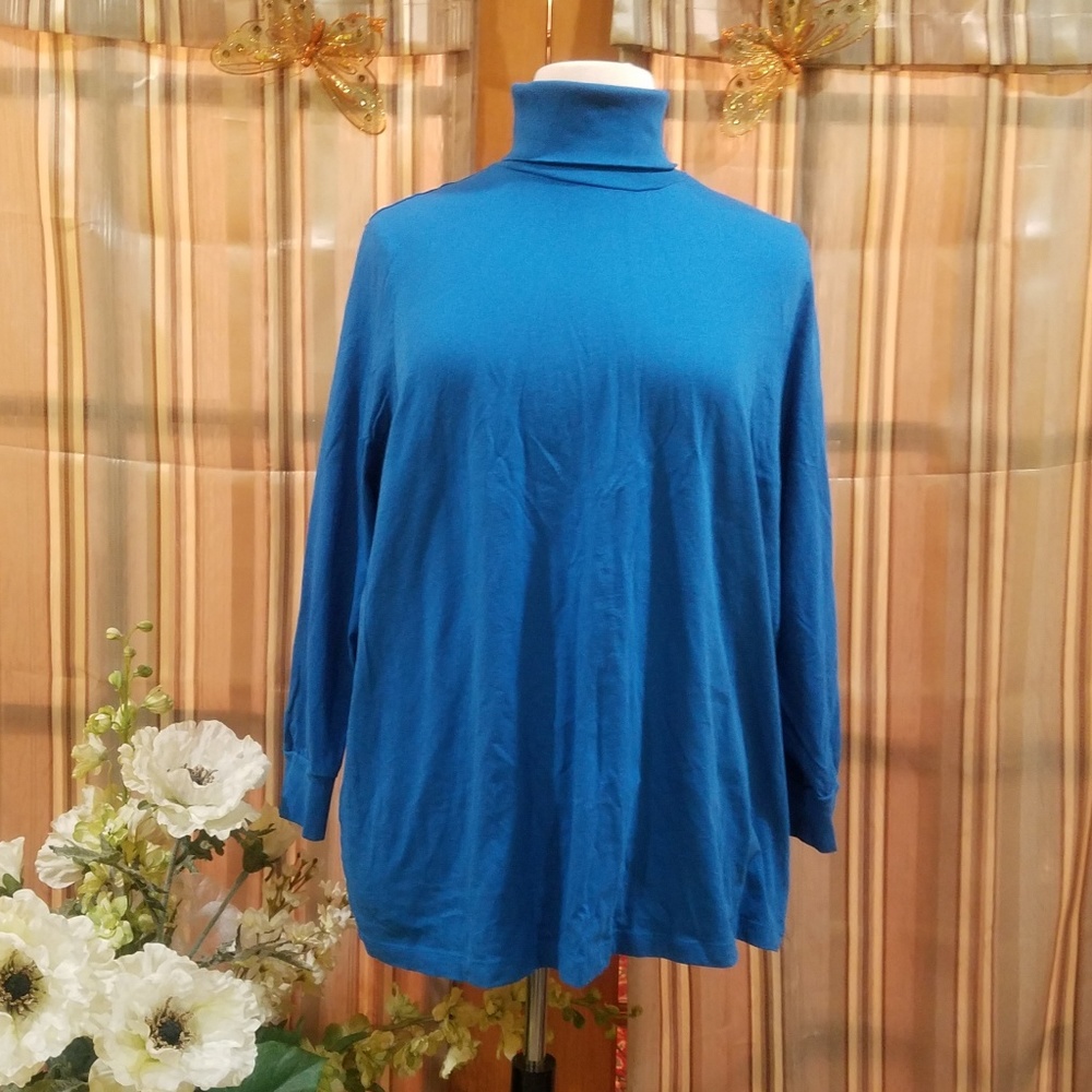 Forget me Knot Blue Turtle Neck Top Long Sleeve